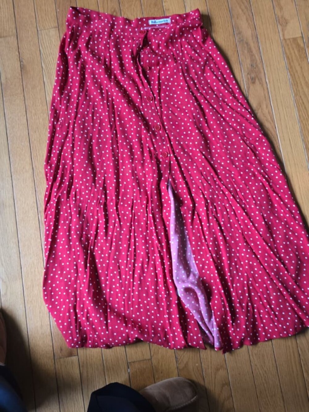 Reformation Red and White Polka Dot Skirt Size 6